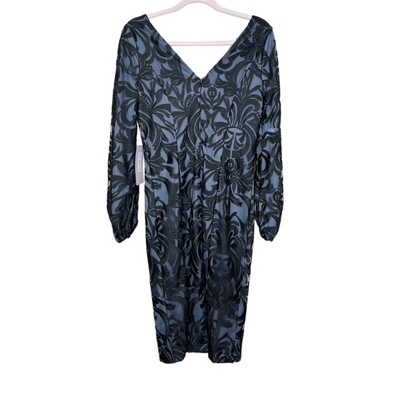 JS COLLECTION Size 6 Lela Blouson Sleeve Midi Dress Black Gunmental - Picture 3 of 8